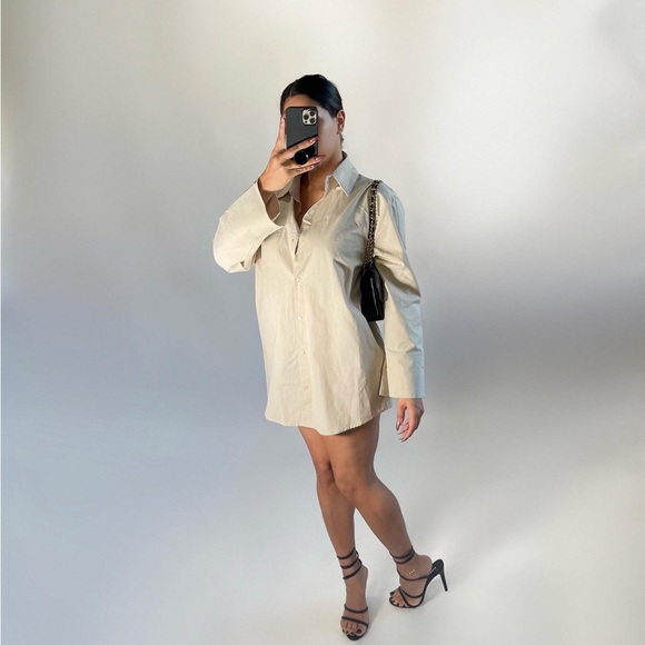 Stylish beige shirt dress NWT - Picture 3 of 6